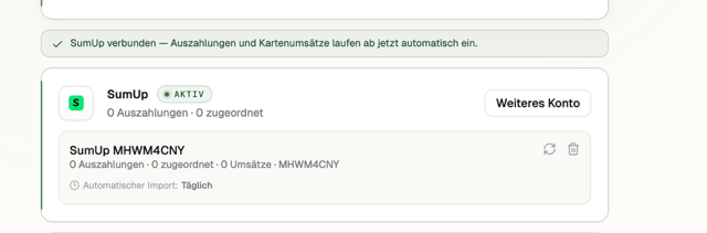 Aktive SumUp-Verbindung in belege.ai